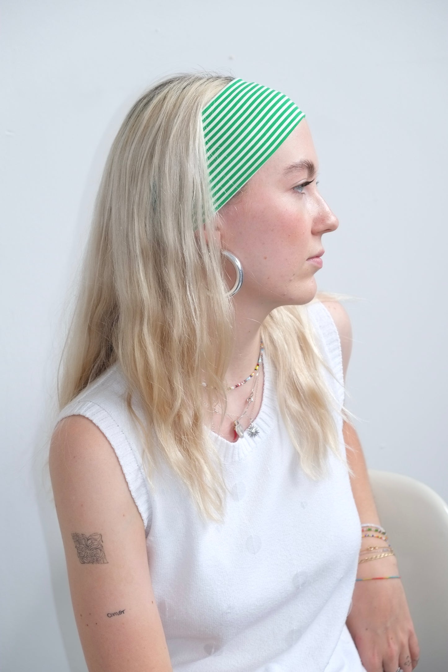 GREEN STRIPED HEADBAND