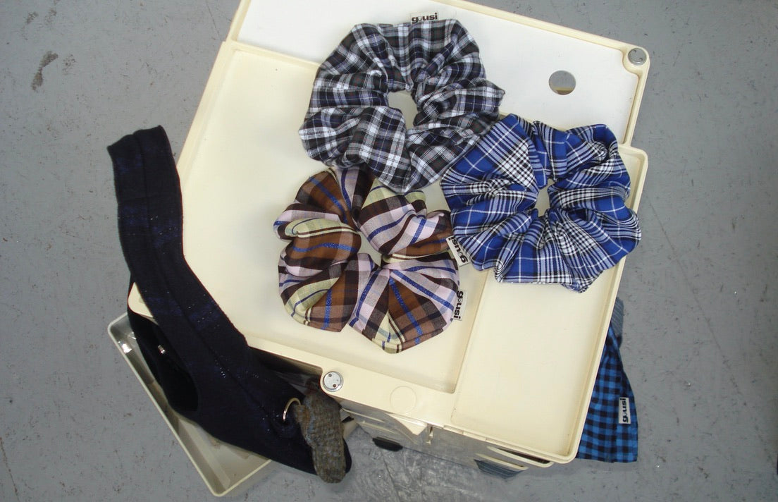 BLUE CHECKERED SCRUNCHIE