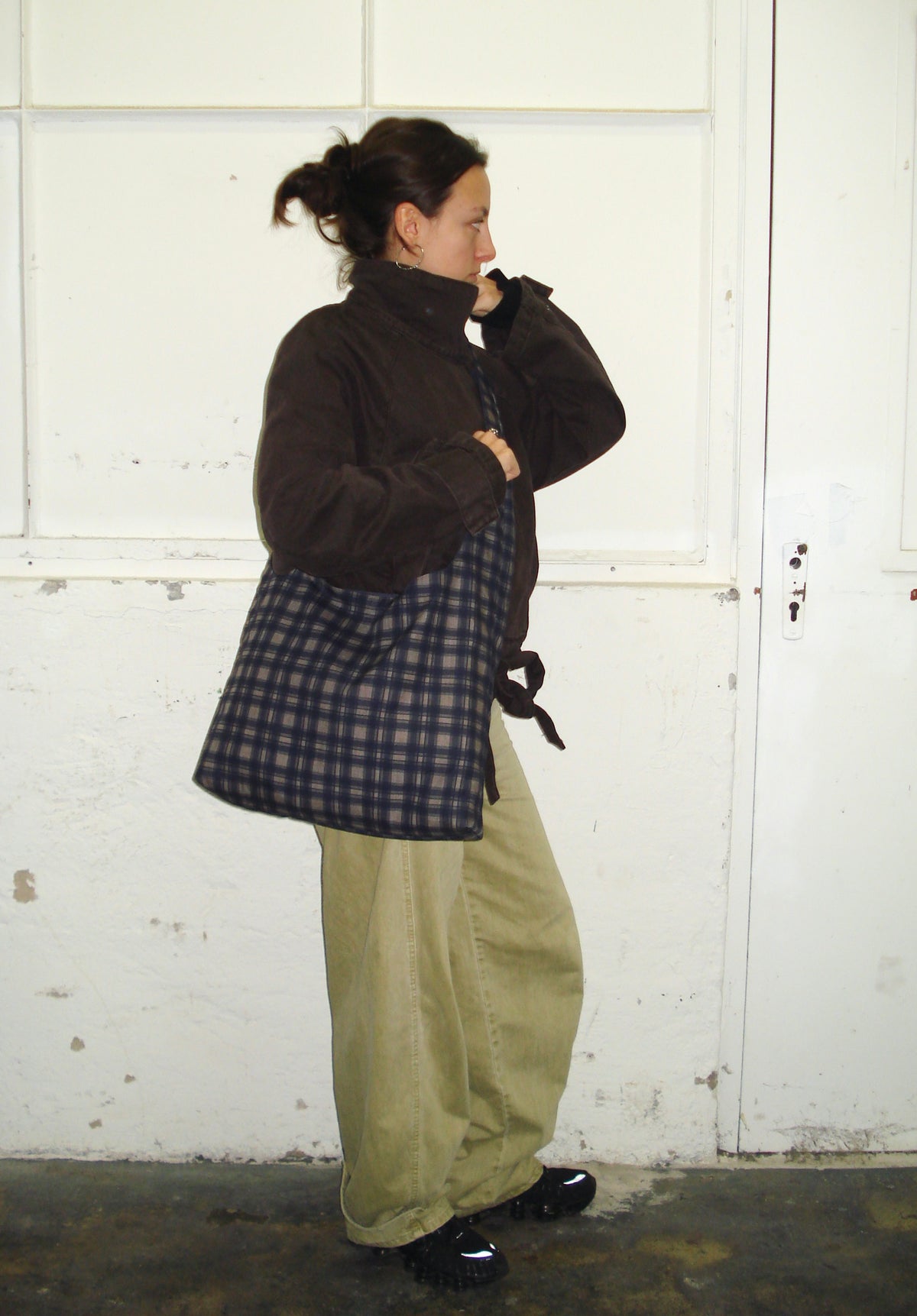 BLUE CHECKERED BIG BAG