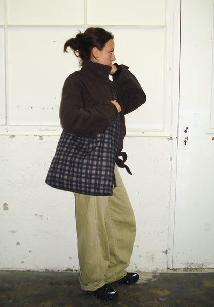 BLUE CHECKERED BIG BAG