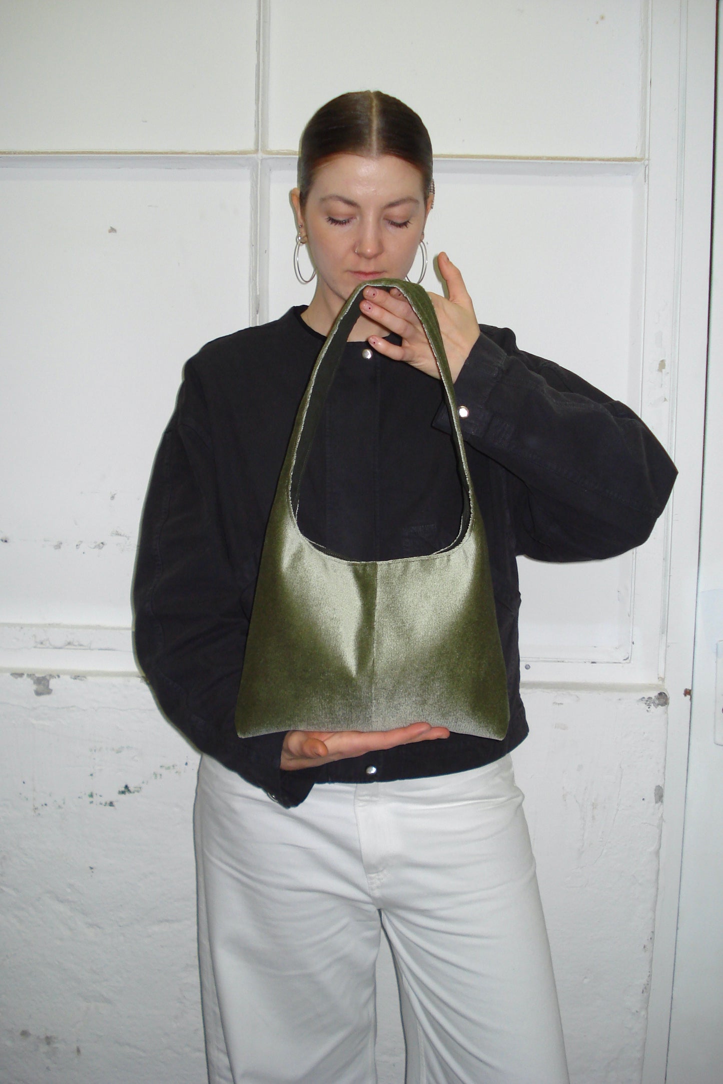 LIGHT GREEN VELVET MINI BAG