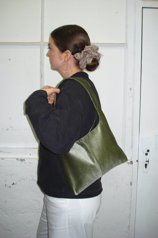 LIGHT GREEN VELVET MINI BAG