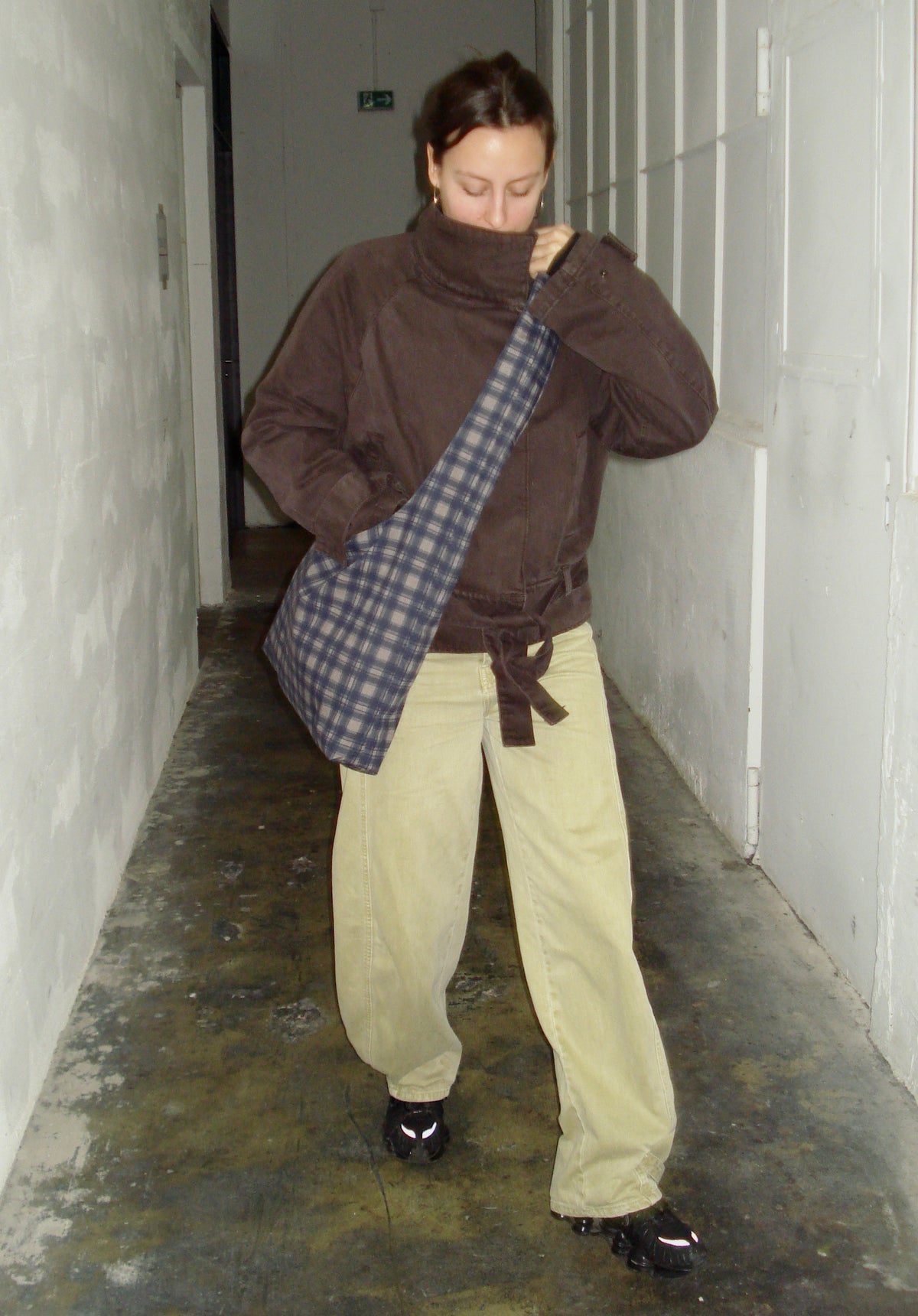 BLUE CHECKERED BIG BAG