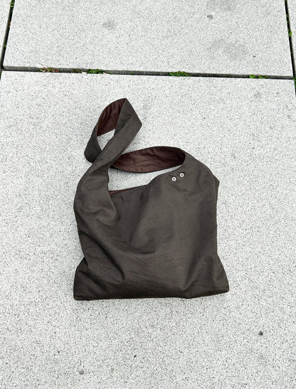 BROWN CHECKERED BIG CROSSBODY BAG