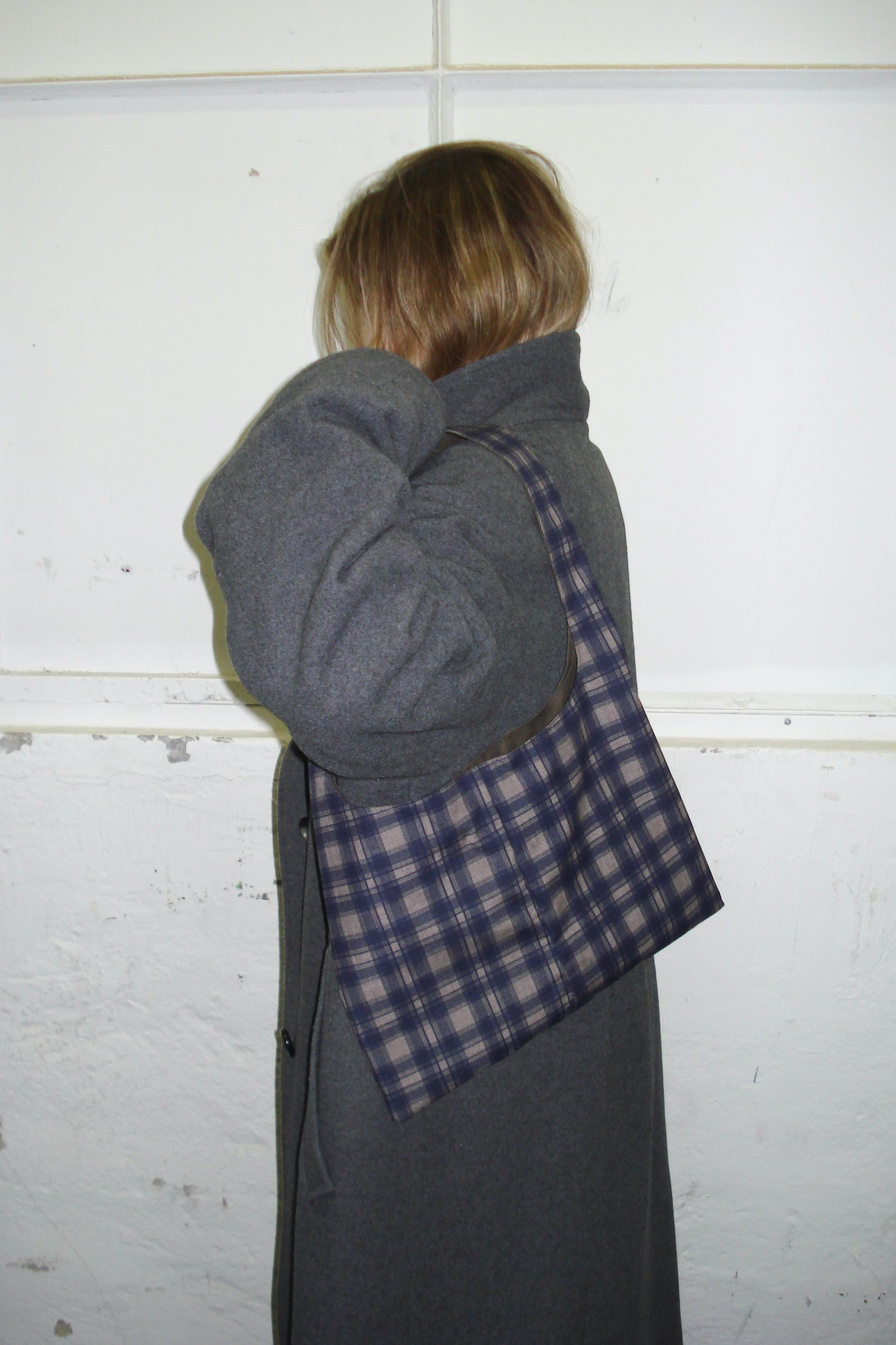 BLUE CHECKERED MINI BAG