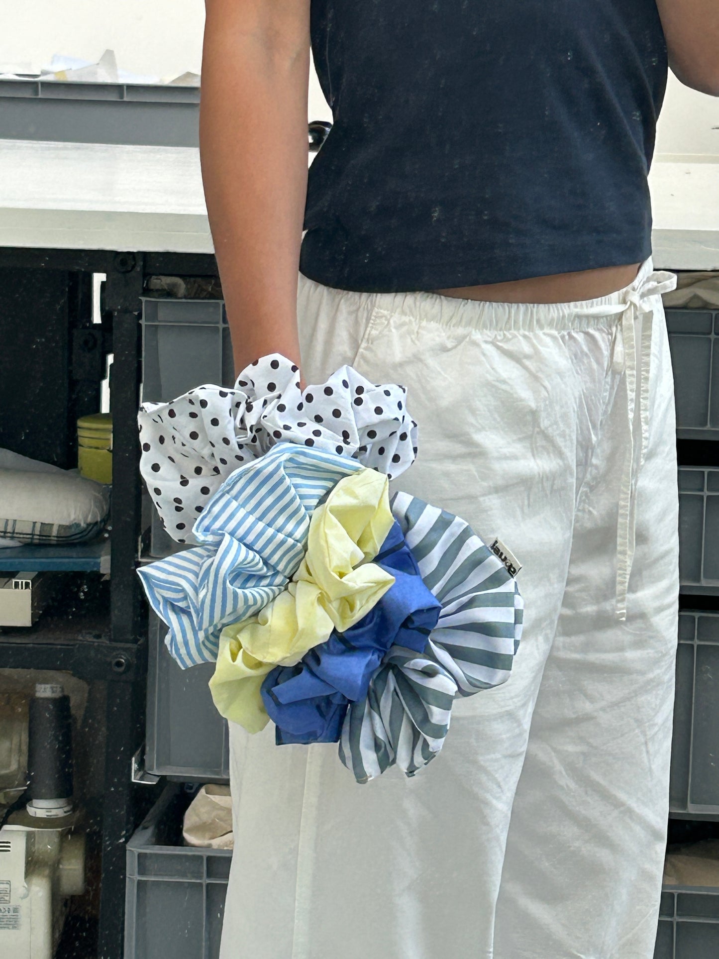TURQUOISE STRIPED SCRUNCHIE