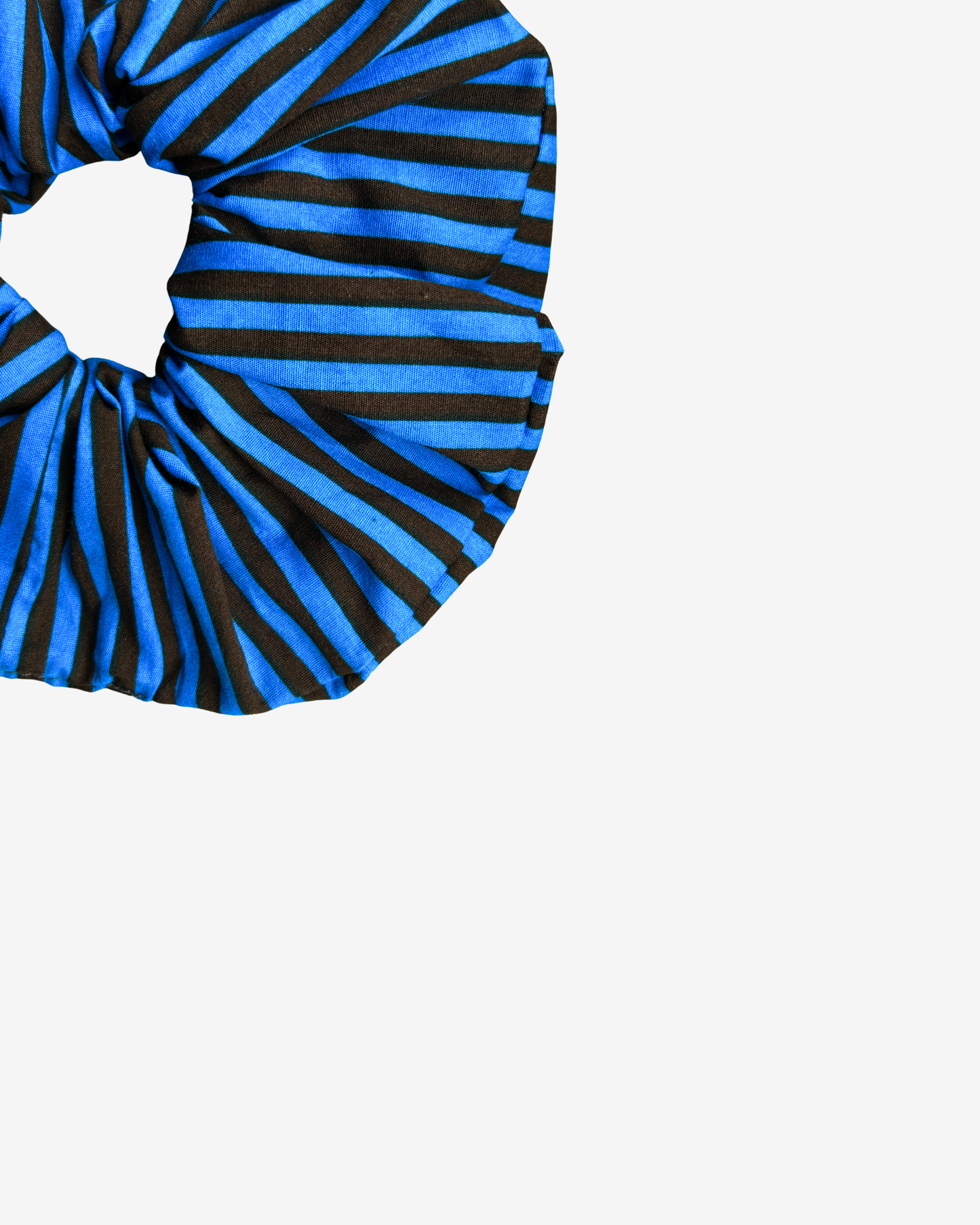 BLUE BROWN STRIPED SCRUNCHIE