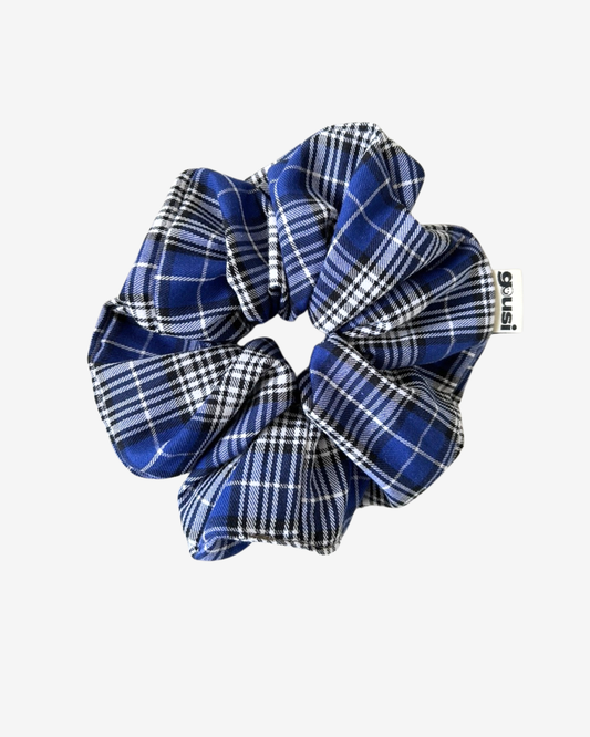 BLUE CHECKERED SCRUNCHIE