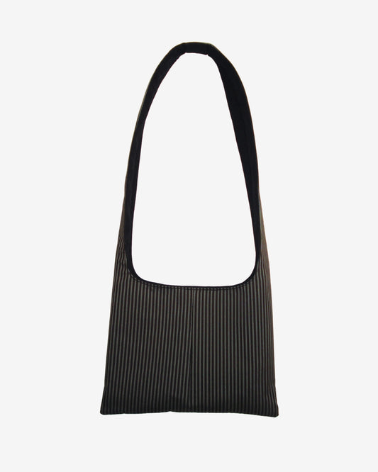 BLACK GREY STRIPED MEDIUM BAG